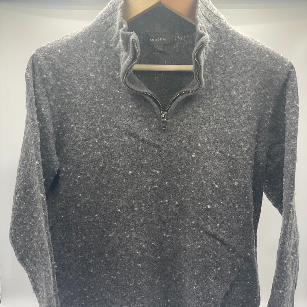 Merona 1/4 Zip Pullover Gray Sweater, Men's Large